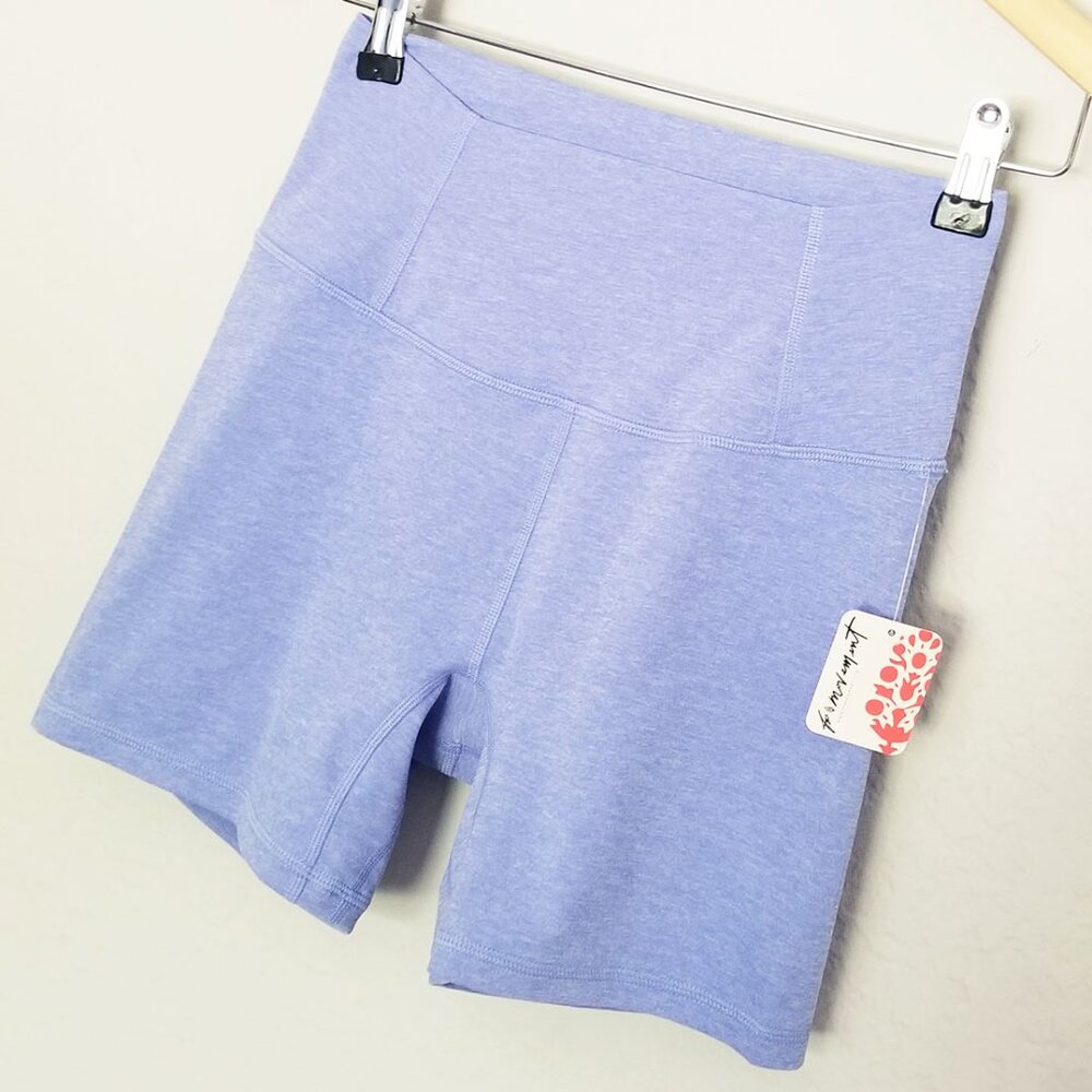 NEW FP MOVEMENT by FREE PEOPLE Never Better Heather Bike Shorts S Blueberry $48 - Picture 15 of 16